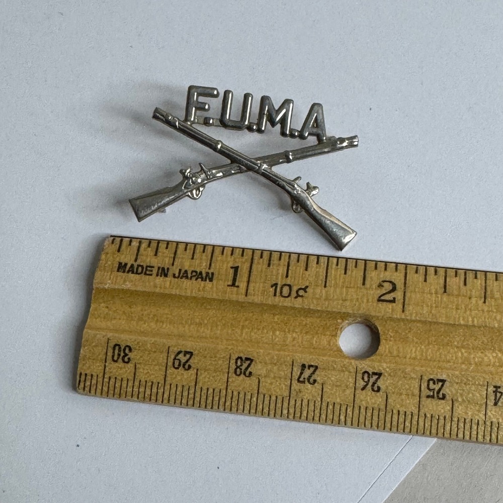 FUMA Fork Union Military Academy Crossed Rifles Hat Pin Insignia Silver Tone